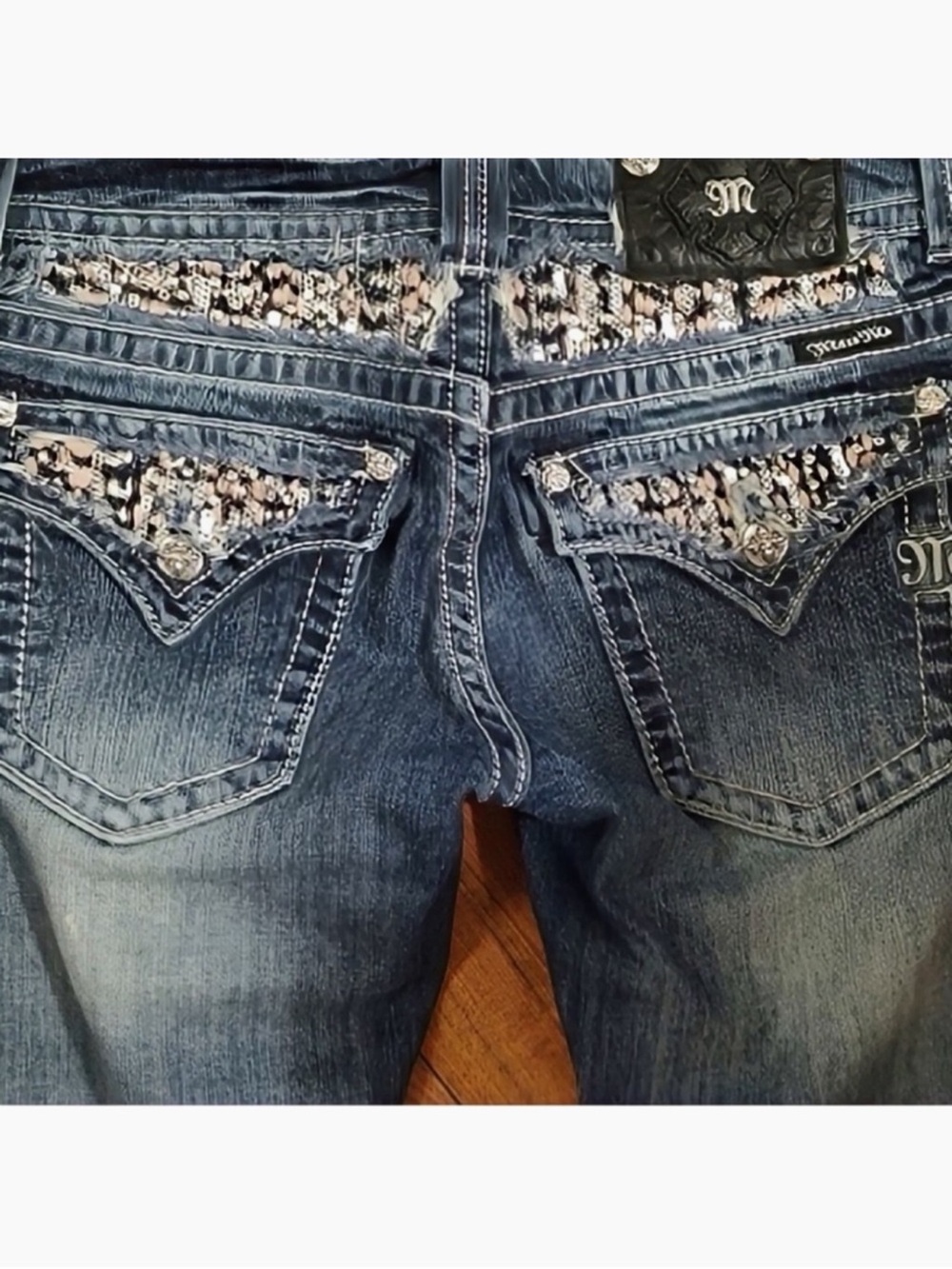 Gorgeous Y2K Miss Me Boot Jeans With Embellished Pockets 32-1/2” Inseam
